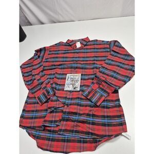 VTG J.J. Cochran Shirt Mens L Red Plaid Flannel Button Down Long Sleeve USA